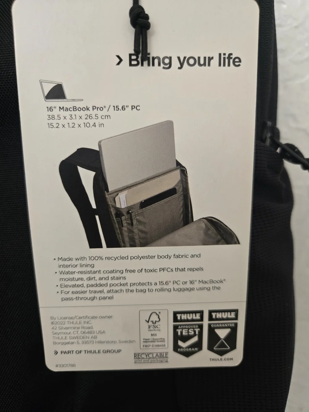 Thule Black Backpack with Innoviva Specialty Therapeutics Logo